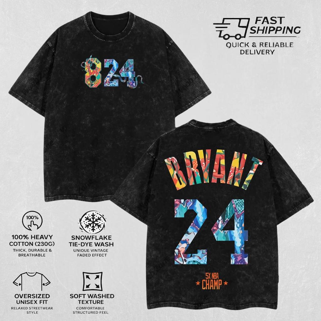 Retro Kobe Bryant Acid Washed T-shirt Heavy Cotton Graphic Tee Basketball Top