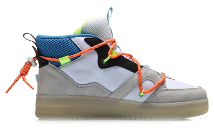 Li Ning CF Hunter Скользкие Устойчивые к истиранию Высокие Кеды для скейтбординга Женские Бело-оранжевые AGCQ158-4