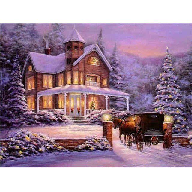 Landscape DIY 5D Diamond Painting Winter Snow Mosaic Rhinestone Full Round Drill Diamond Embroidery Cross Stitch Home Decor