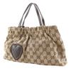 Gucci Heart Crest Handbag 212994 Beige GG Canvas Women Used