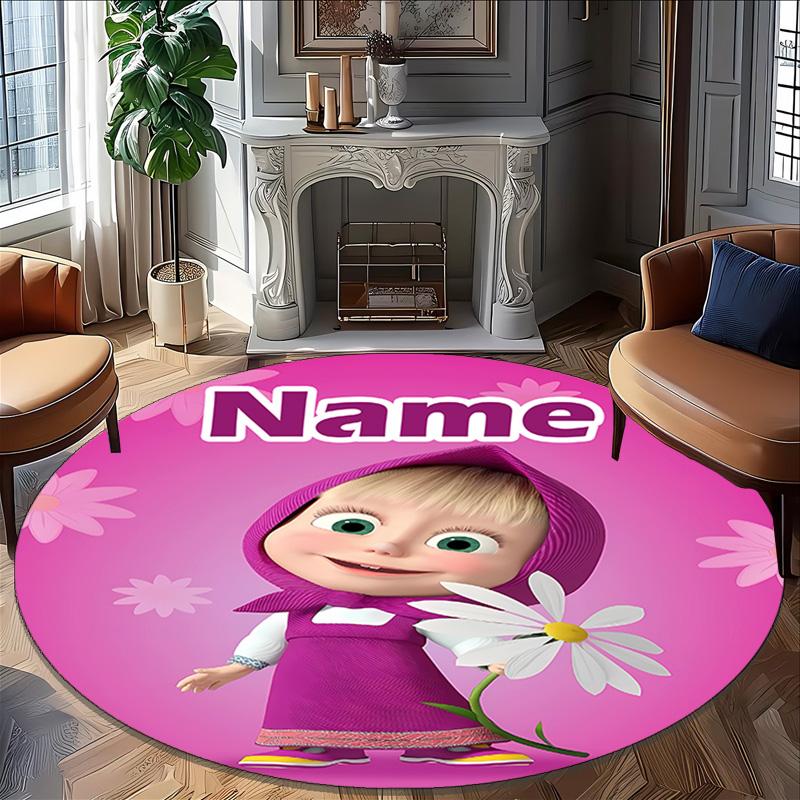 Personalized M-Masha and the Bear Round Chair Office Rug - Perfect for Mat, Office Chair & More - Ideal Gift for Birthdays and Holidays