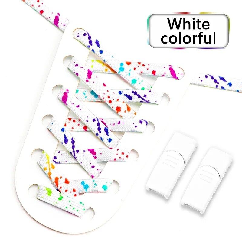 Кроссовки на плоской эластичной шнуровке, шнурки с магнитной пряжкой и застежкой без завязок, шнурки с принтом чернил для детей и взрослых, шнурки без завязок