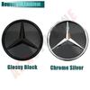 Silver Border 3D Mirror Emblem A W176 B W246 C W205 Class Matte Black OE Style Front Grille Star Emblem Logo For Mercedes Benz ZM1