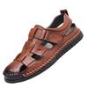 Leather Sandal for Men Round Toe Light Comfortable Mens Sport Sandals Trendy All Match Breathable Non Slip Beach Shoes