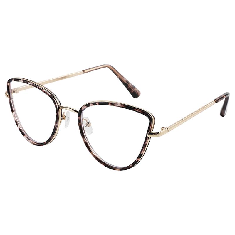 Anti Blue Light Fashionable Metal Cat Eye Flat Mirror New Ins Style Casual Trendy Cool Eyeglass Frame 81049