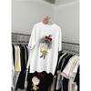 Pure Cotton Round Neck Short-sleeved T-shirt Women's 2025 New Casual Lazy Style Cartoon Printed T-shirt Top Tide