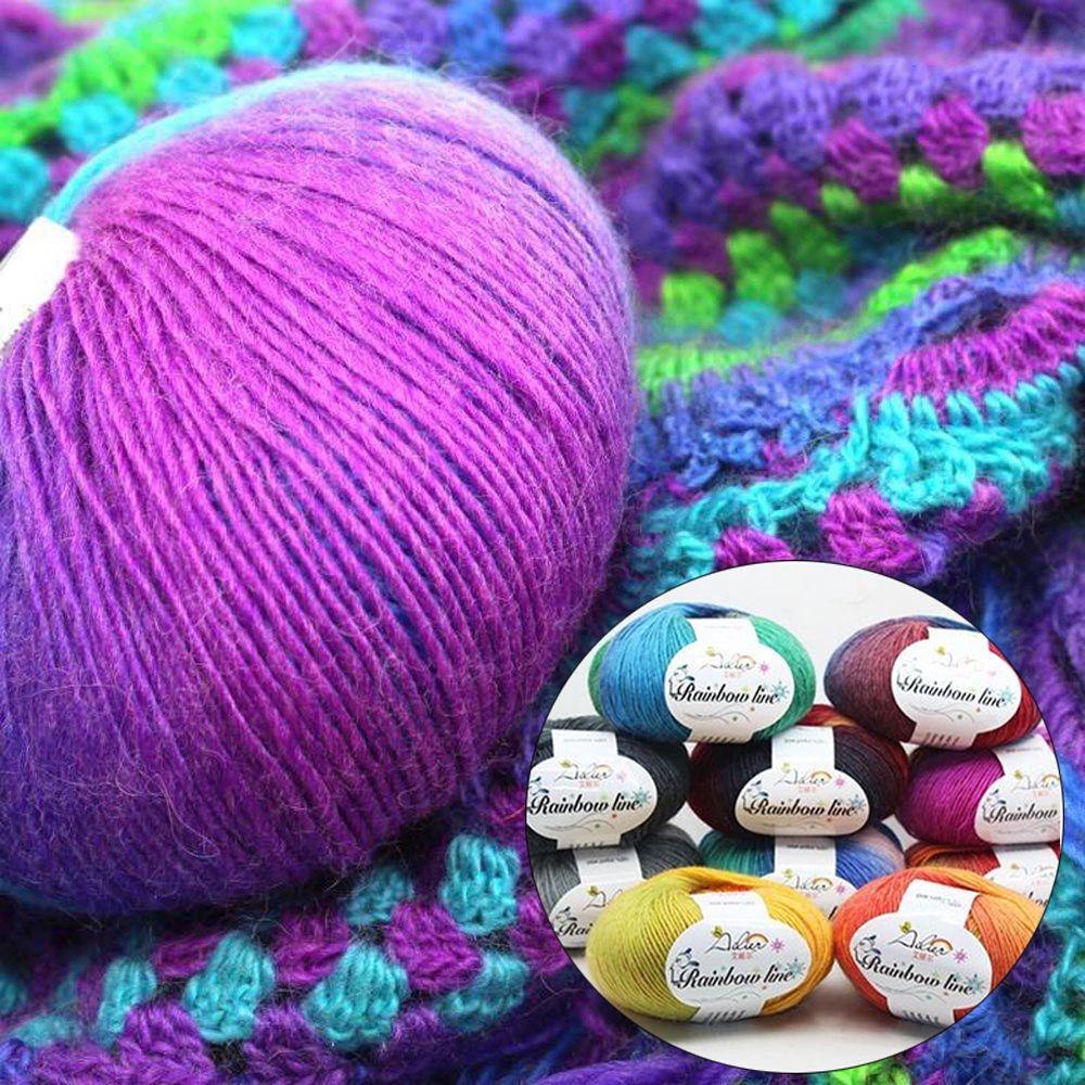 Высококачественный мягкий шарф 50 г для вязания своими руками, радужная пряжа для плетения, ручное вязание, шерстяная пряжа, крючок