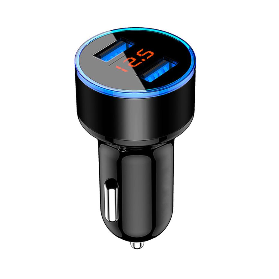 3.1A Dual USB Car Charger 2 Ports LCD Display 12V Car Cigarette Socket Lighter Car Phone Charger For iPhone 12 11 Pro Samsung