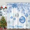 Christmas Ball Shower Curtain Christmas Pine Tree Gift Winter Snowflake Cartoon Family Polyester Fabric Bathroom Decor Curtains