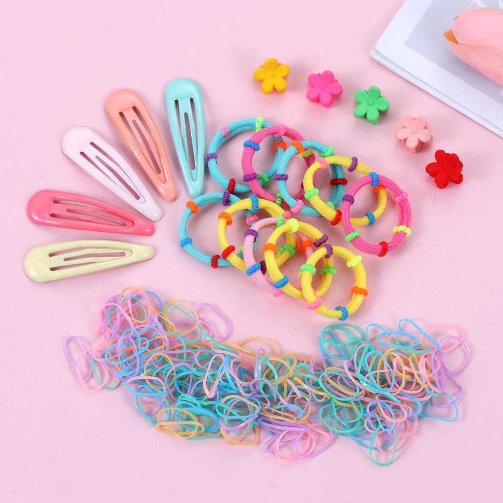 220PCS/Set Candy Color Kids Girls Accessories Gifts Hairpin Hair Clip Hair Rope