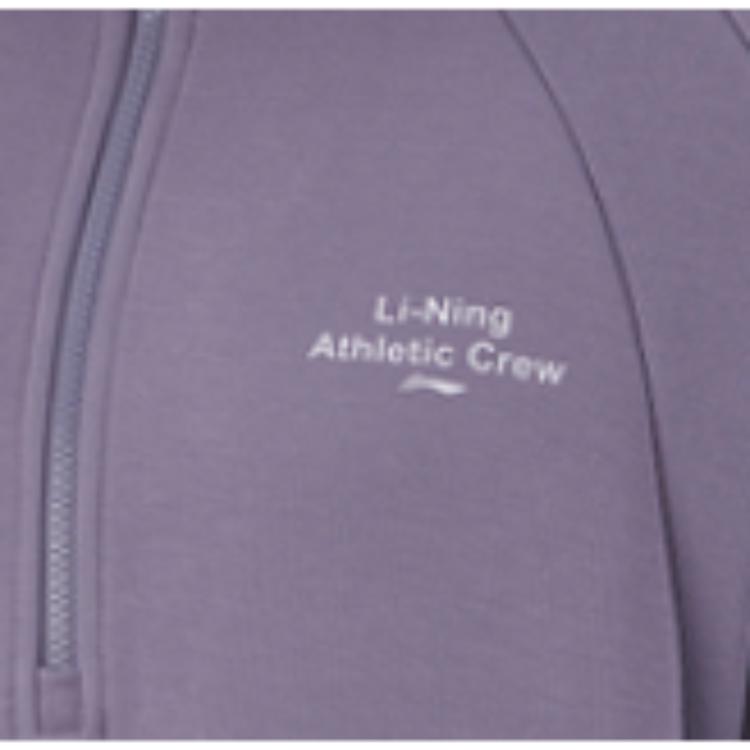 Li Ning Fitness Series Pullover Solid Color Loose Long Sleeve Hoodie Women Hoodies Charcoal-Purple AWDUF06-5