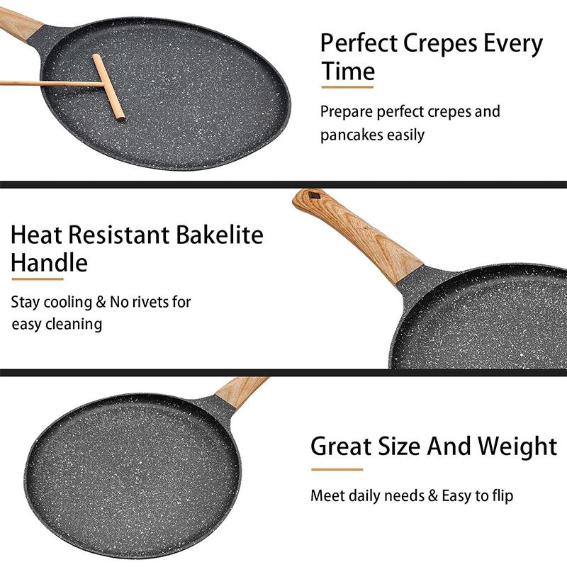 LMETJMA Сковорода для блинов 24 см, антипригарная сковорода Dosa с распределителем, гранитное покрытие, сковорода для гриля для плиты, кухонная сковорода для блинов JT420