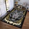Tiger Illustration Carpet with Gold Ornate Details and Bone Design Suitable for use as an anti-slip for living room bedroom sofas