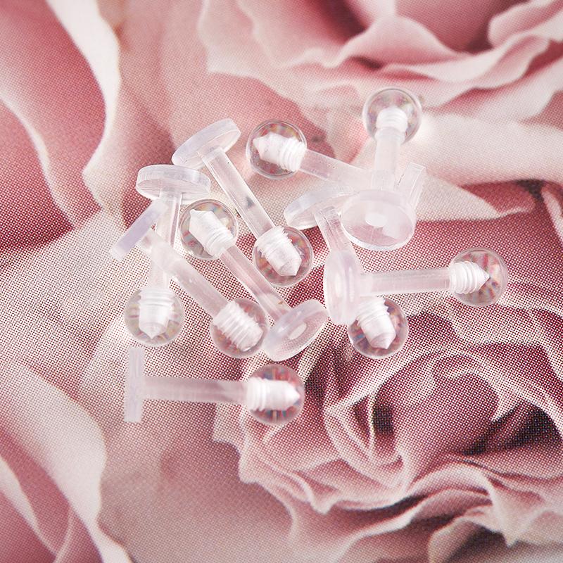 10Pcs Clear Acrylic Lip Stud Piercing Ring Ear Cartilage Earring Bar Tragus