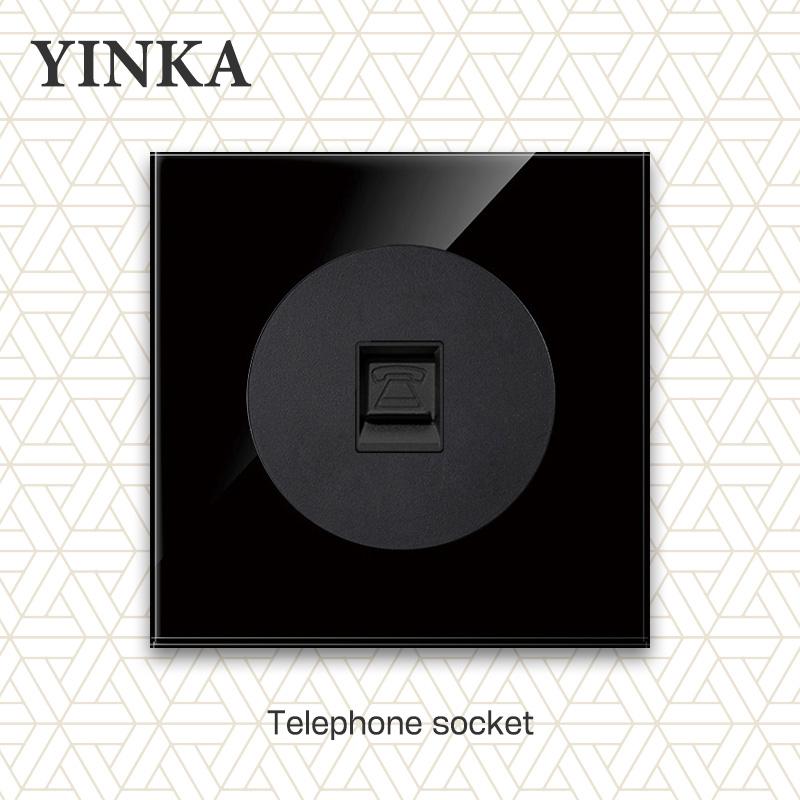 YINKA закаленное стекло 1/2/3/4 Gang 1/2 Way On/Off настенный выключатель светодиодный индикатор FR стандарт ЕС универсальная домашняя розетка