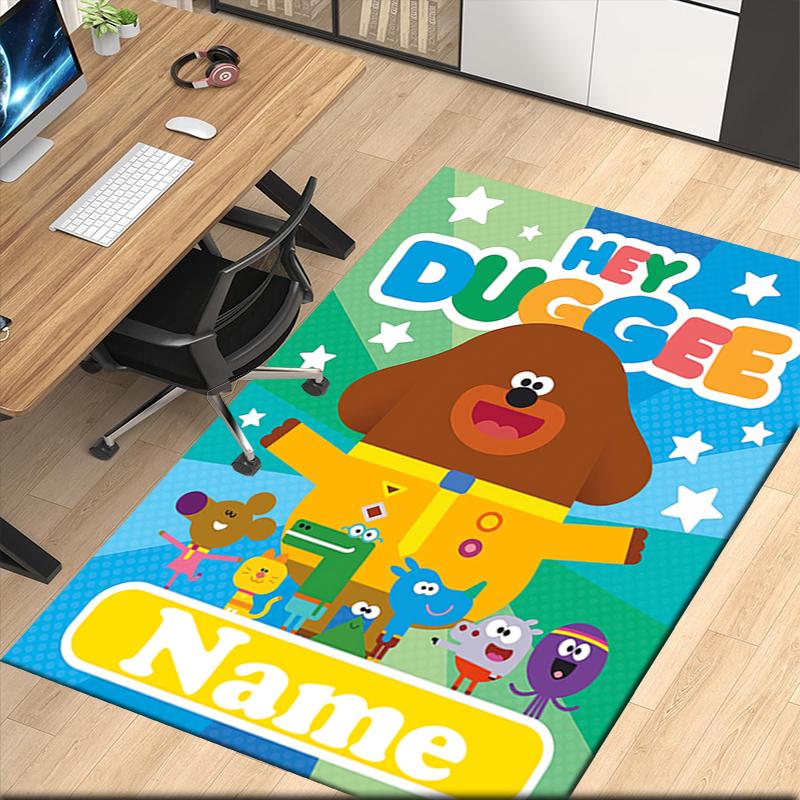 Custom Name Hey Duggee Printed Carpet, for Office Chair Living Room Bedroom Kitchen Room Decor Gifts.