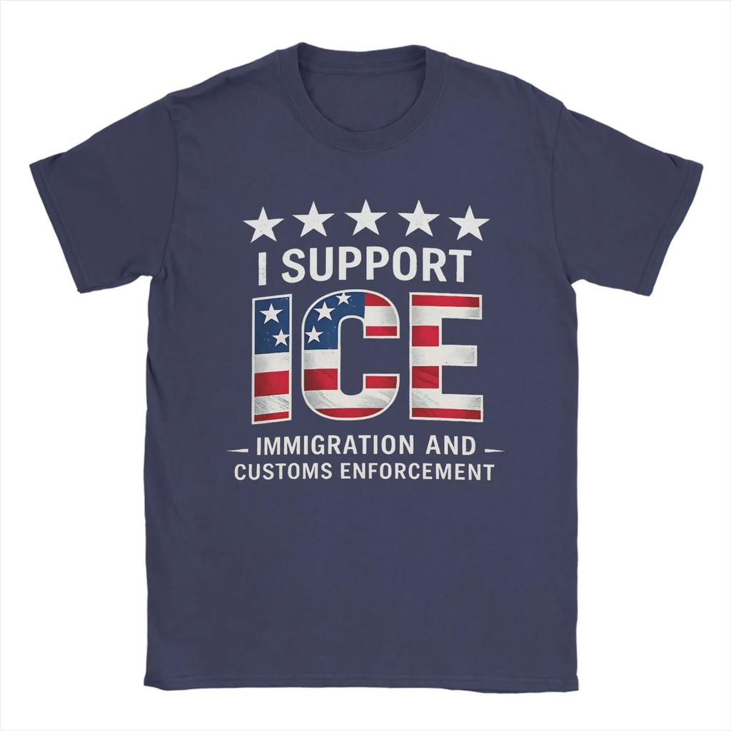 I Support Ice Immigration and Customs Enforcement Patriot T Shirt Summer Cotton T-Shirts For Mens Hippie Custom DIY Tshirt