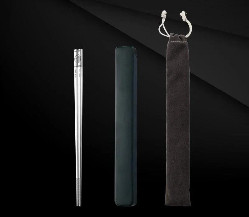 Палочки для еды из нержавеющей стали, металлические, бытовые, обеденные, столовые приборы, дорожные, стерилизуются при высокой температуре, нескользящие, с ящиком для хранения