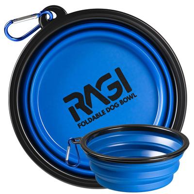 Миска складная для собаки 500мл силиконовая синяя, для прогулок и путешествий