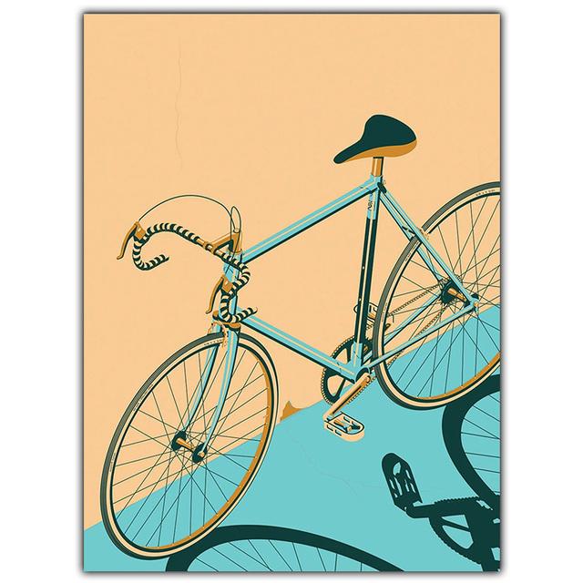 Solid Wood Frame Biker Race Nordic Fashion Art Poster Picture Color Canvas Painting Print Art Wall Decortion Mural Modern Home Room Decor Gift