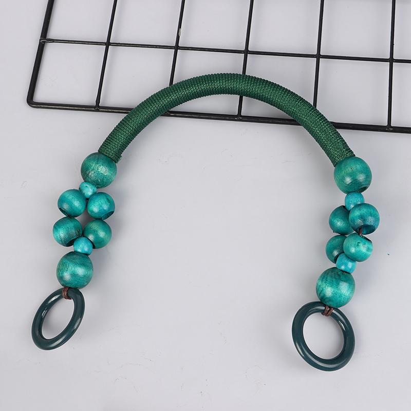 Women Wooden Bead Rope Bag Strap Wooden Handle Rope Beads Handbag Shoulder Belt Diy Replacement Bag Accessories