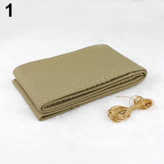 DIY искусственная кожа рулевое колесо автомобиля авто протектор чехол с комплектом игольной нити