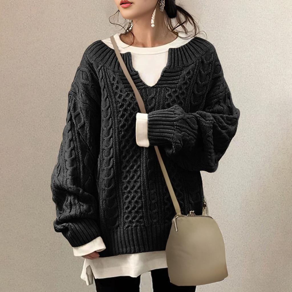 Женский модный повседневный однотонный свитер с длинным рукавом, пуловер, свитер, топ