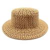 2026 New Hollow Flat Top Straw Hat Summer Breathable Sunscreen Hat Women's Outdoor UV Protection