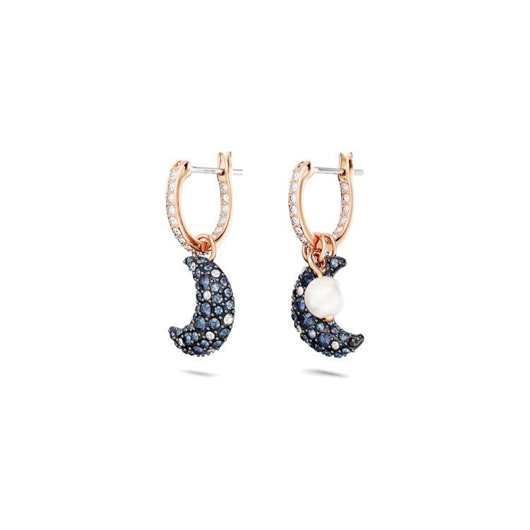 Swarovski Луна Асимметричные серьги-полумесяцы эмалированные женские серьги Синий 5671569