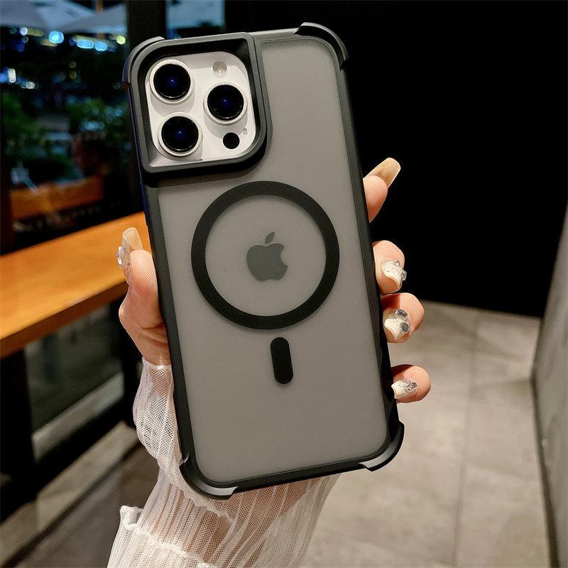 Магнитный роскошный матовый противоударный защитный чехол для iPhone 16 15 14 13 12 Pro Max с беспроводной зарядкой для чехла Magsafe