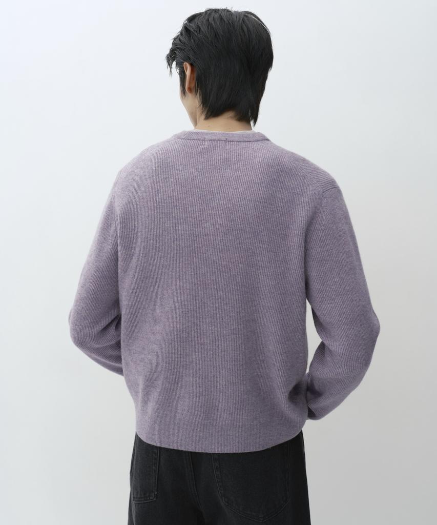 MUSINSA STANDARD [Victoria Wool] Minimal Ribbed Crop Knit [Purple]