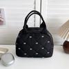 Stitching Embroidery Butterfly Knot Handbag Simple Style Soft Cotton Commuter Lunch Box Bag Student Handheld Bag Pouch