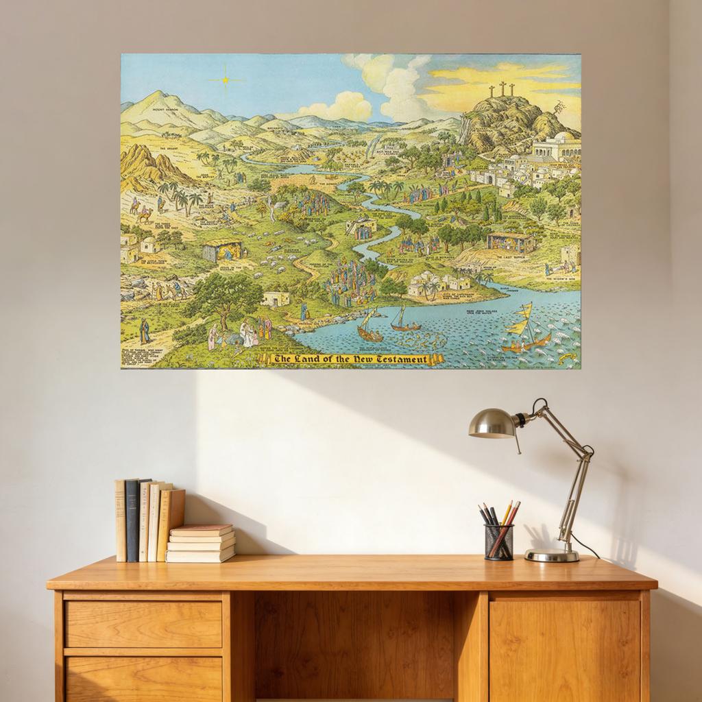 Jaro Hess The Land of the New Testament Printed Tapestry Unique Art Wall Hanging Literary Aesthetic Background Cloth