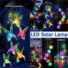 LED Solar Wind Chime Crystal Ball Hummingbird Wind Chime Light Color Changing Waterproof Hanging Solar Light for Home Garden