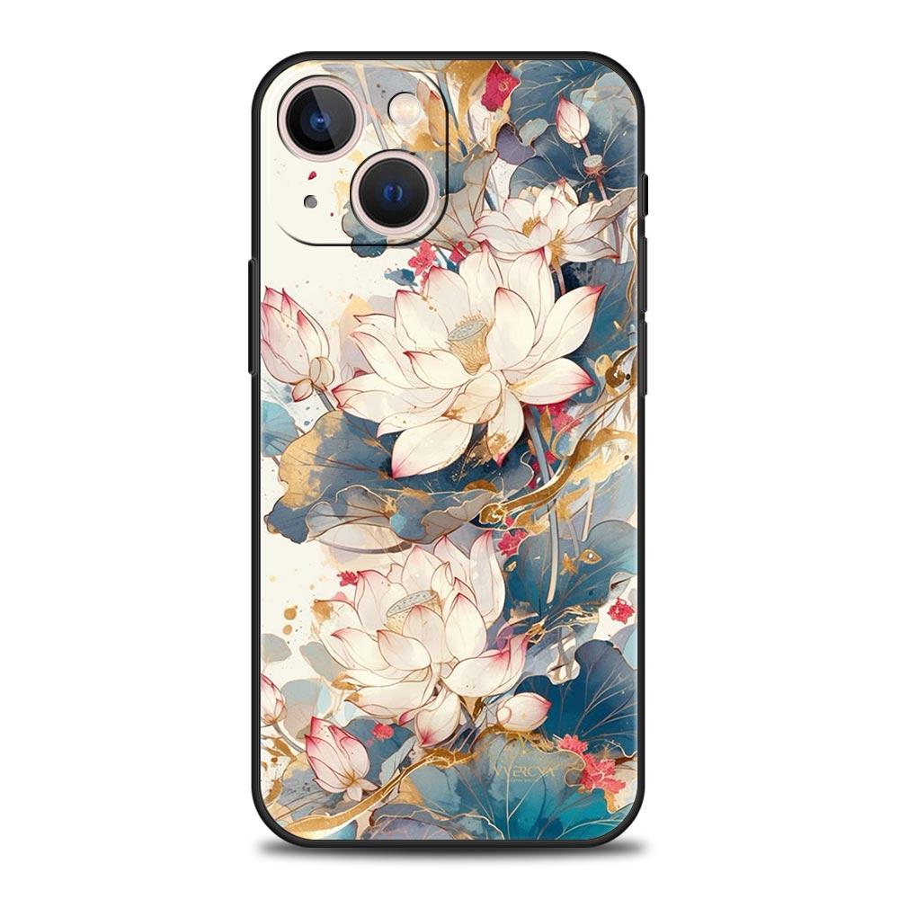 Чехол для телефона iPhone 17 16e 15 14 13 12 11 Pro Max SE 7 8 Plus Оболочка iPhone 16 Мягкий ТПУ Чехол Каллиграфия Цветок