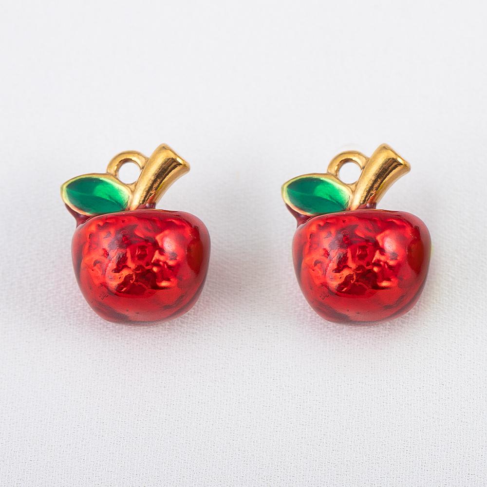 2pcs Stainless Steel Enamel Cute Strawberry Banana Corn Grape Cherry Charms Gold Plated DIY Bracelet Earrings Jewelry Findings