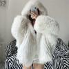 Winter Faux Fur Coat Plush Jacket Women Imitation  Fur Outwear Hooded Fur Coat Woman Loose Fluffy Faux Fur Jacket Women