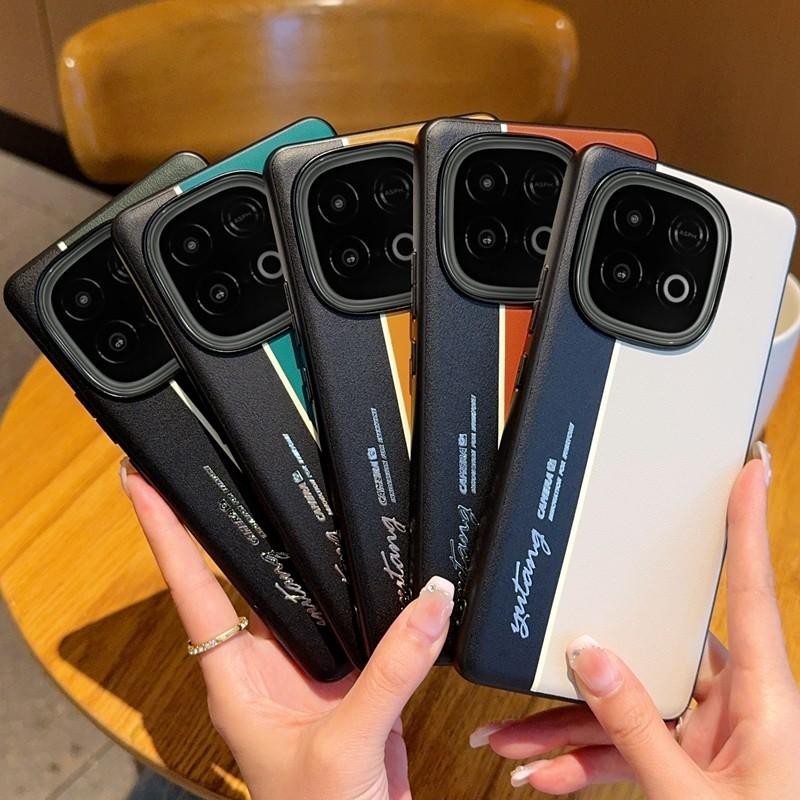 Для iQOO Z10 Turbo/Z10 Turbo Pro Классический чехол для телефона из веганской кожи с флуоресцентной талией, противоударный, микро матовый