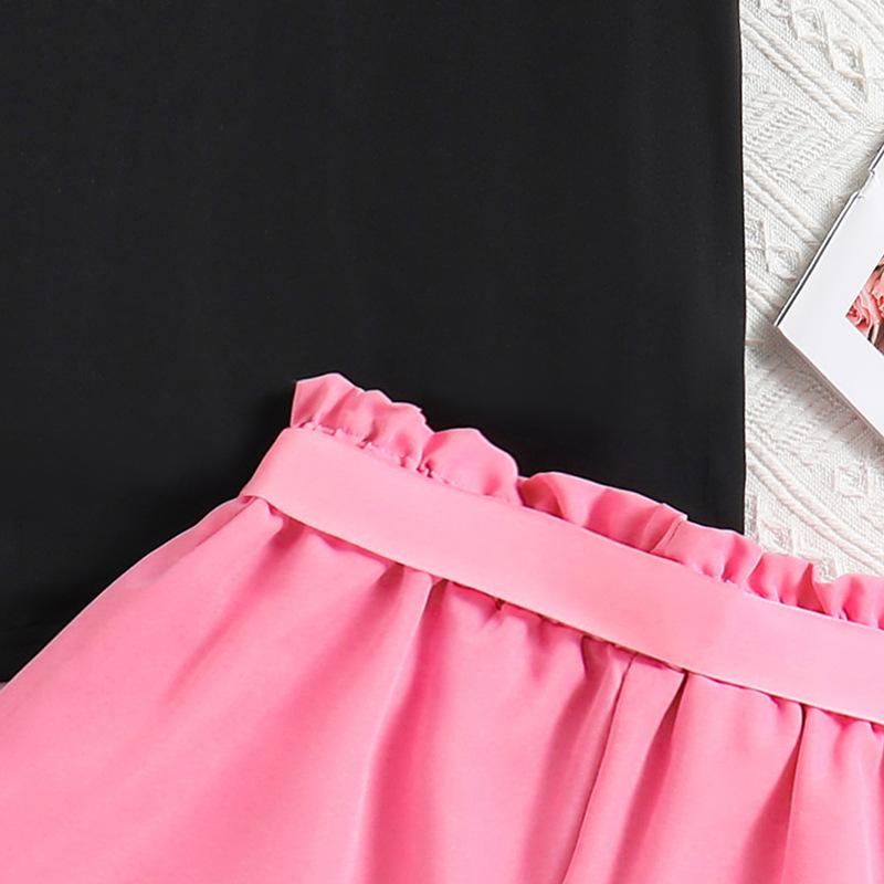 Одежда для девочек 6-12 лет. Детская одежда. Летняя детская одежда. Новый комплект: топ с короткими рукавами в горошек + шорты.