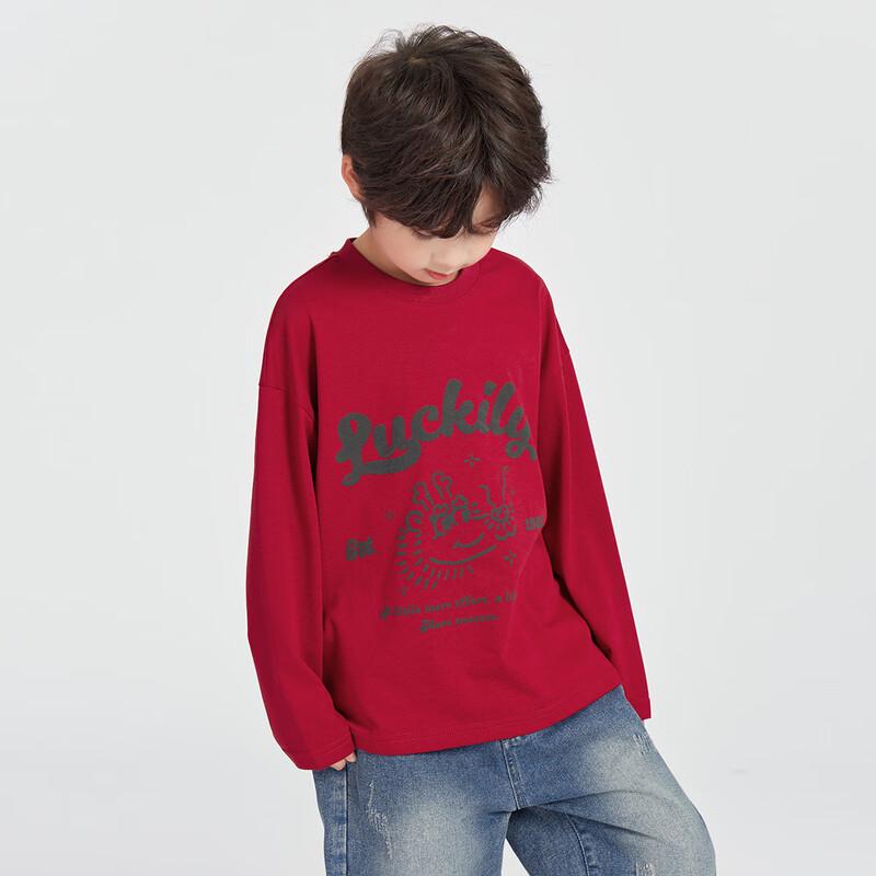 Doudoujia Boys' Cartoon Lucky Dragon Long Sleeve Cotton T-Shirt