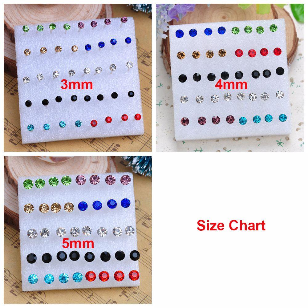 20 Pairs/40 Pcs Pin Crystal Earring Clear Colorful Crystal Ear Studs Rhinestone Jewelry