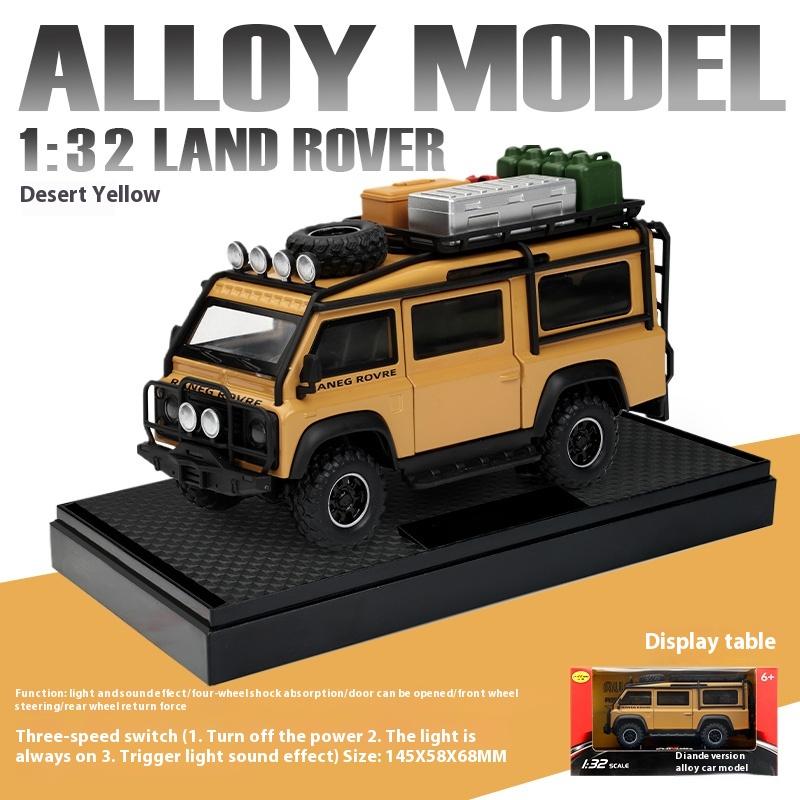 1/32 Внедорожный фургон Land Rover Defender Металлическая литая модель автомобиля Звук Свет Нерадиоуправляемая машина Игрушки Детская игрушечная машина Мальчик