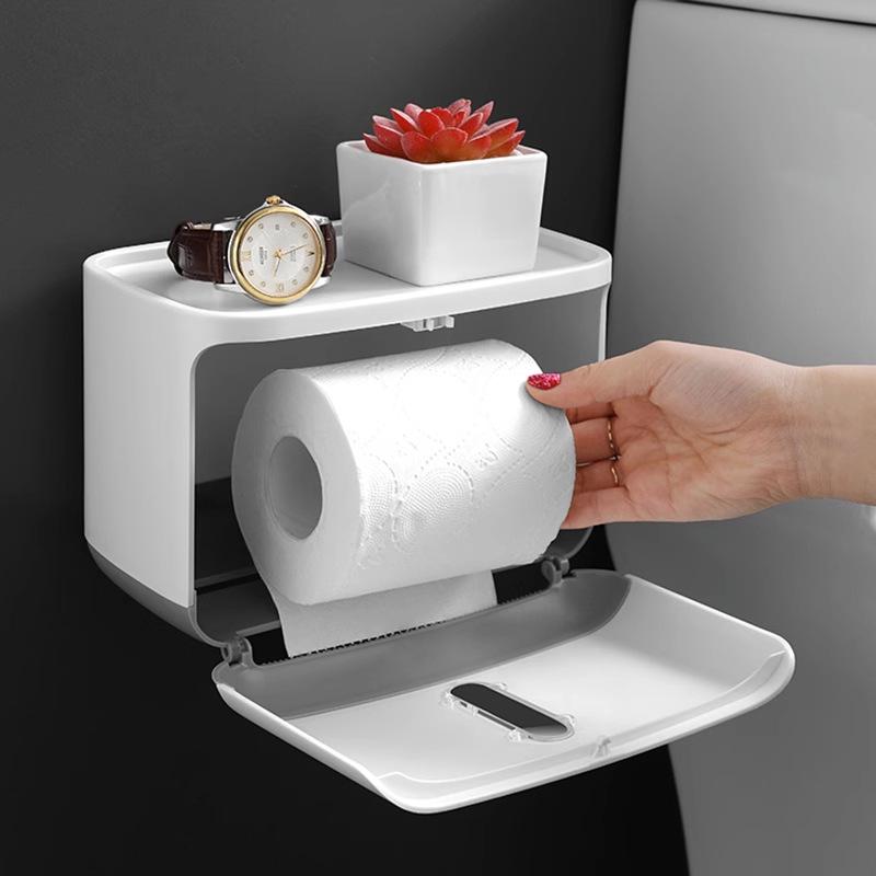 Wall-Mounted Waterproof Toilet Paper Holder and Tissue Box