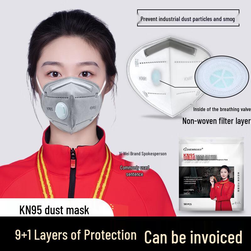 Xiwei KN95 Anti-Dust Mask with Breathing Valve and Activated Carbon