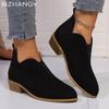 Fashion Chunky Women Ankle Boots Suede Eleglant Mid Heels Walking Shoes 2024 Winter New Trend Pumps Dress Fashion Casual Zapatos Femme