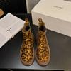 Мода Леопардовые ботильоны на платформе Женская обувь Толстые каблуки Челси Замшевые осенние трендовые женские ботинки 2024 года Дизайн Зимние снежные ботинки Mujer