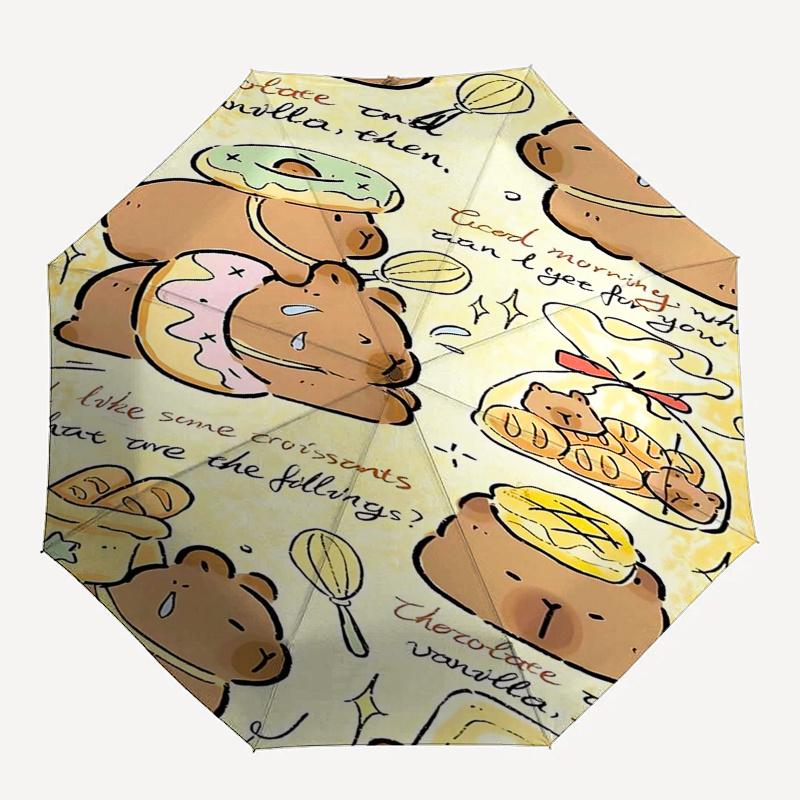 Capybara Themed Travel Umbrella-8 Ribs Automatic Opening and Closing, Portable Folding Design, Compact and Stylish Umbrella Suitable for Out