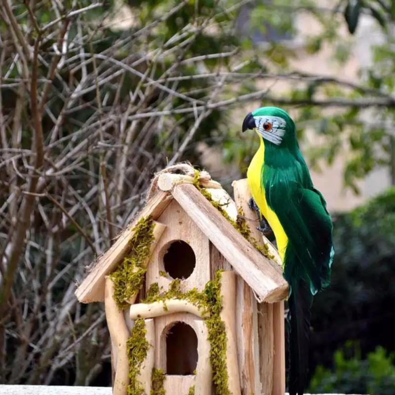 1 шт., фигурка животного, птицы, пера, сделай сам, креативная, для газона, украшение, ручная работа, садовый реквизит, украшение, имитация попугая 25/35 см