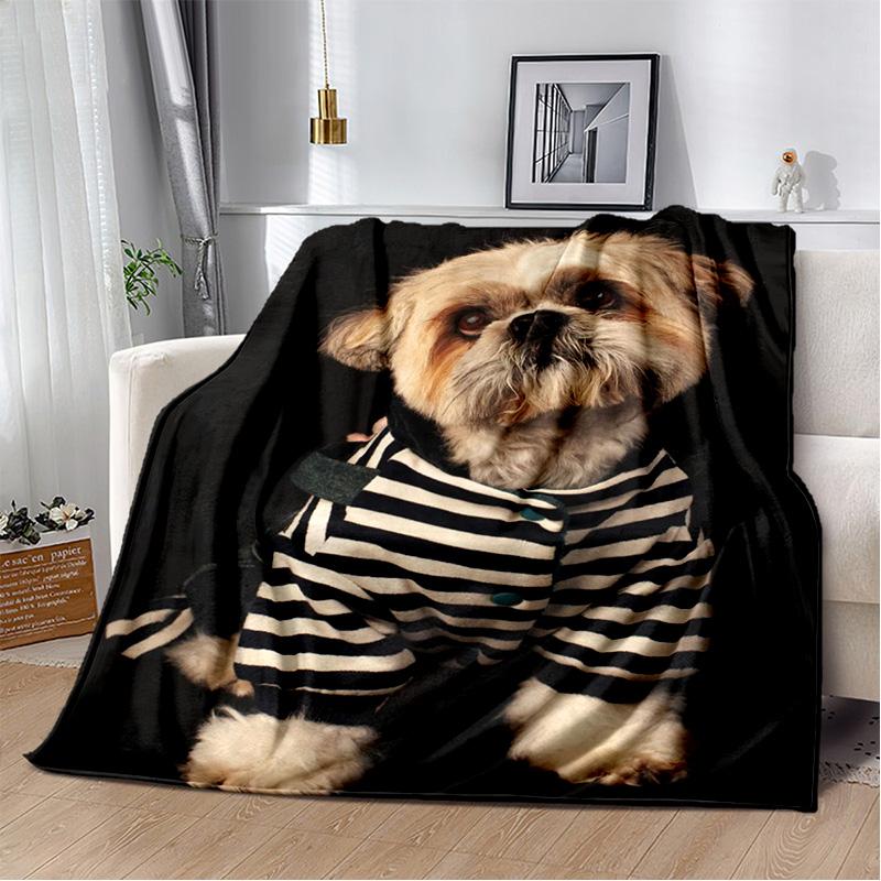 Одеяло с милой собакой, мультяшным хаски, самоее, чихуахуа, коки, померанским шпицем, мягкое одеяло для дома, спальни, чехол для дивана, детское одеяло