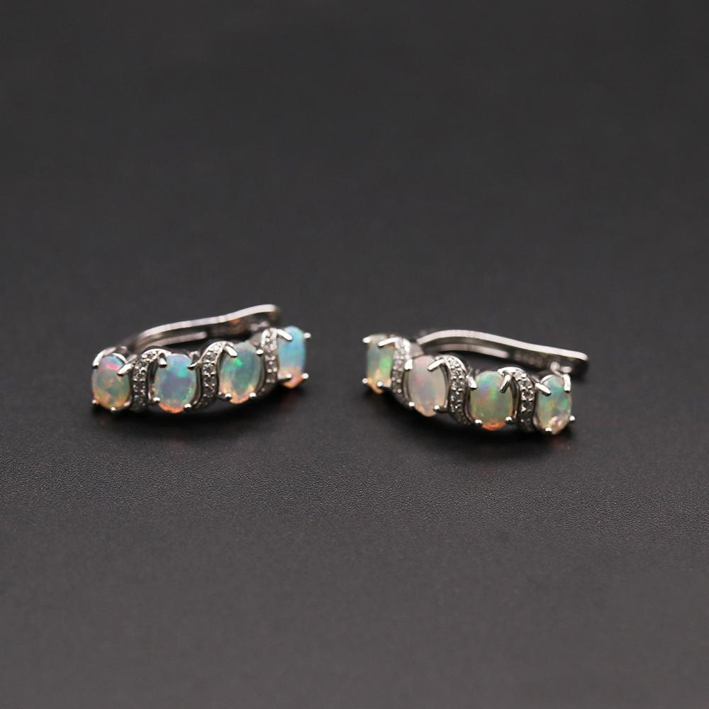 Bolaijewelry Хорошее качество, серебряные серьги с застежкой из эфиопского опала, овальной огранки, 4*6 мм, 4 карата, серебро 925 пробы, изысканные ювелирные изделия для женщин, повседневная одежда